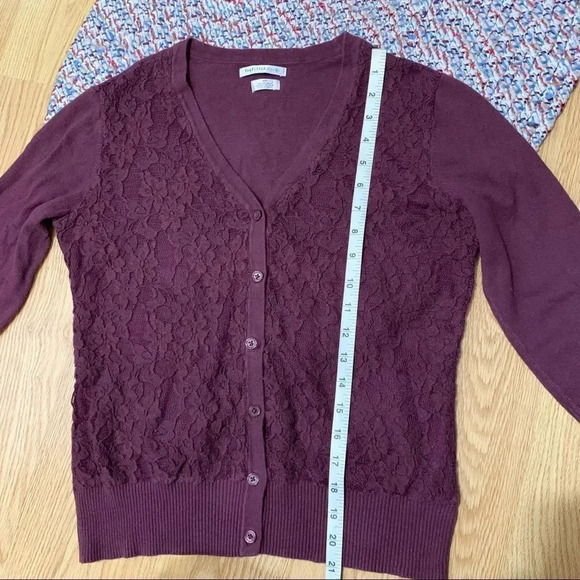 Van heusen Studio burgundy cardigan sweater Sz S - Picture 10 of 10